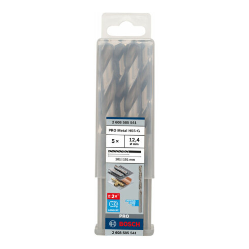 Forets à métaux rectifiés HSS-G, DIN 338 12,4 x 101 x 151 mm