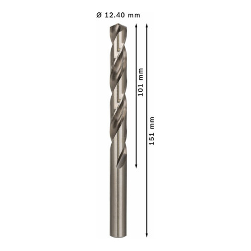 Forets à métaux rectifiés HSS-G, DIN 338 12,4 x 101 x 151 mm