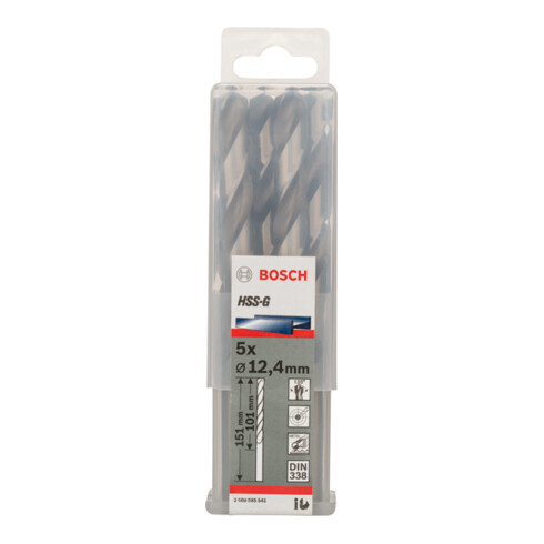 Forets à métaux rectifiés HSS-G, DIN 338 12,4 x 101 x 151 mm