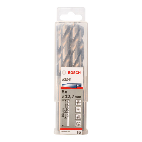 Forets à métaux rectifiés HSS-G, DIN 338 12,7 x 101 x 151 mm