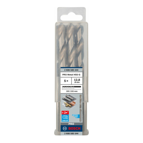 Forets à métaux rectifiés HSS-G, DIN 338 12,8 x 101 x 151 mm