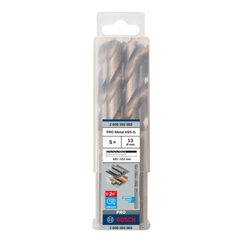 Forets à métaux rectifiés HSS-G, DIN 338 13 x 101 x 151 mm