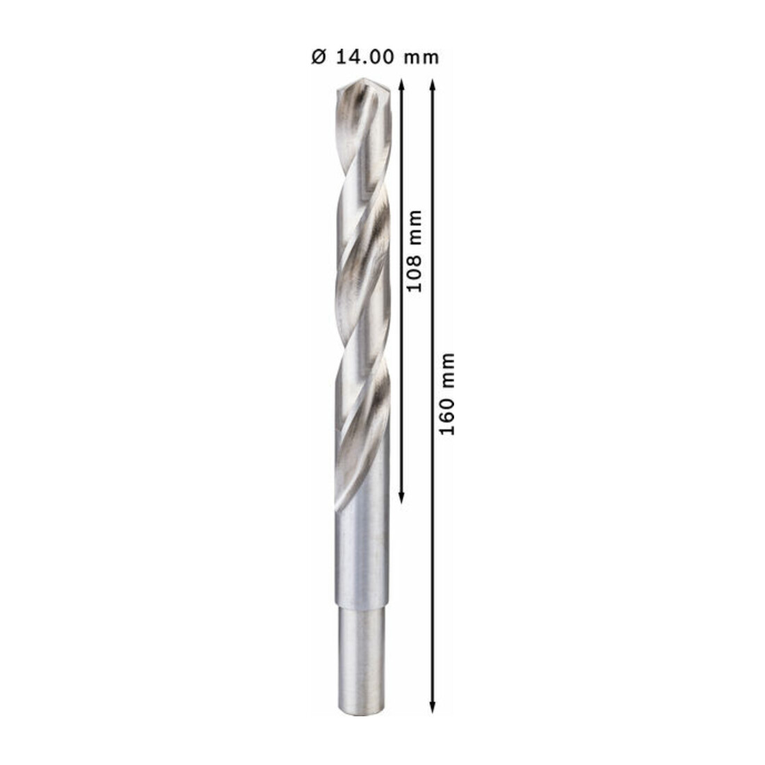 Forets à métaux rectifiés HSS-G, DIN 338 14 x 108 x 160 mm