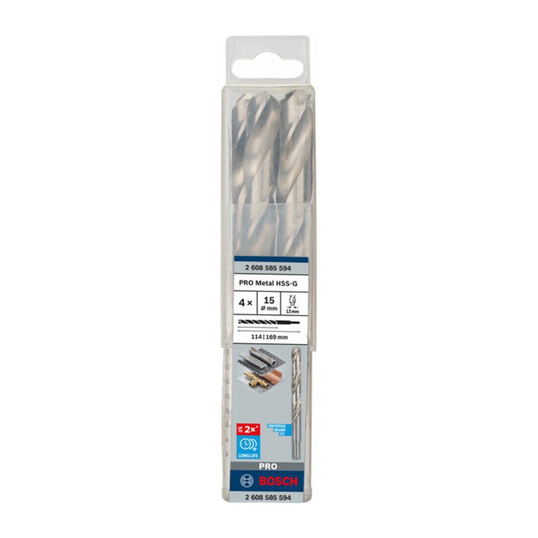 Forets à métaux rectifiés HSS-G, DIN 338 15 x 114 x 169 mm
