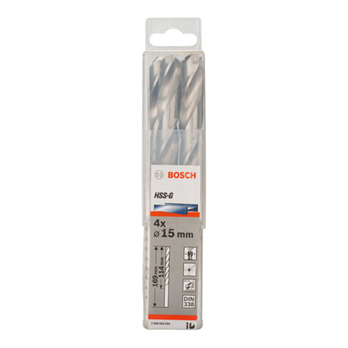 Forets à métaux rectifiés HSS-G, DIN 338 15 x 114 x 169 mm