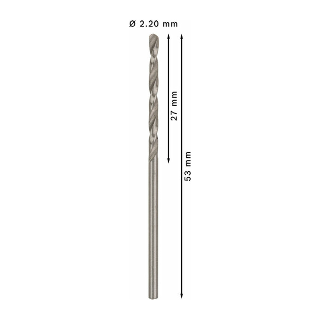 Forets à métaux rectifiés HSS-G, DIN 338 2,2 x 27 x 53 mm