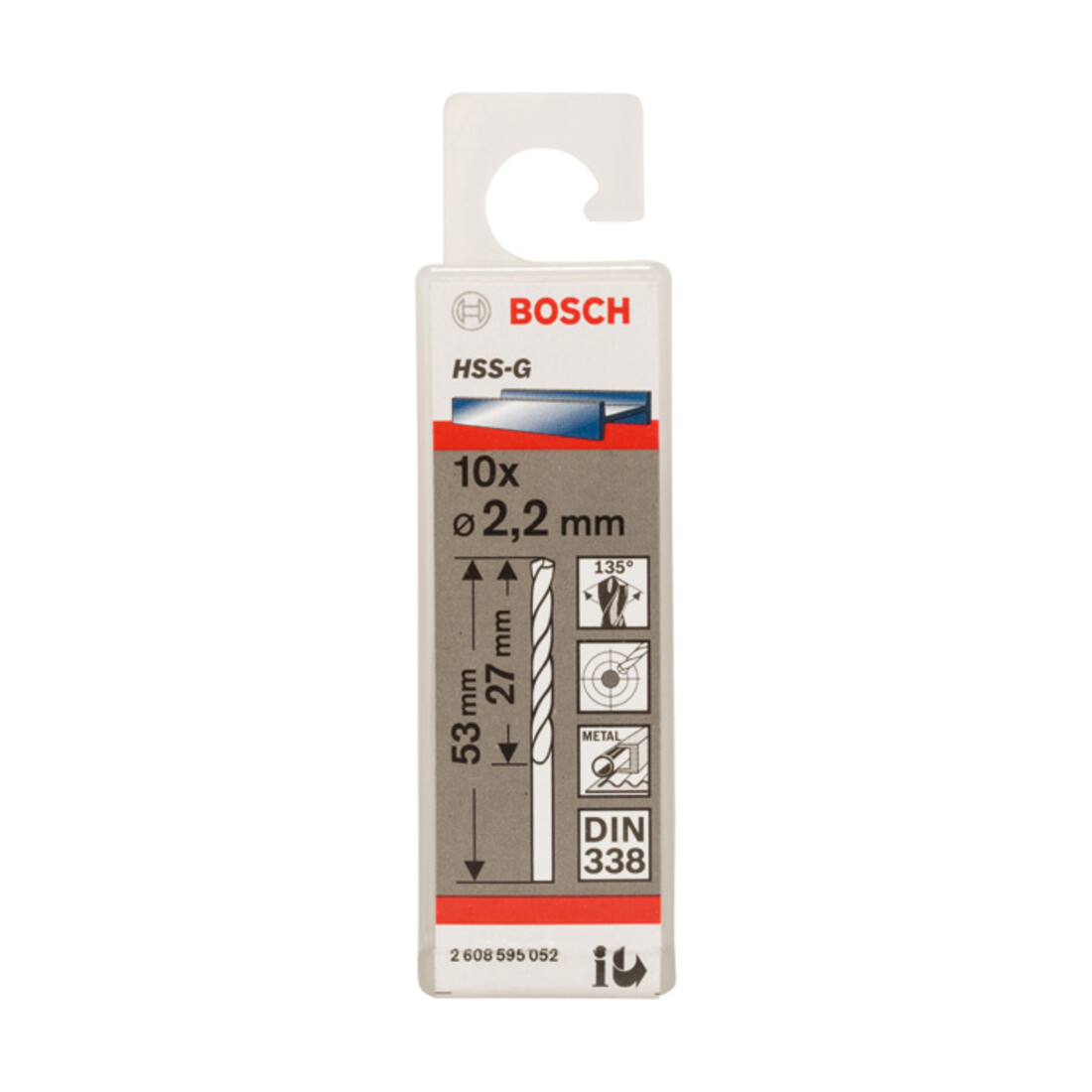 Forets à métaux rectifiés HSS-G, DIN 338 2,2 x 27 x 53 mm