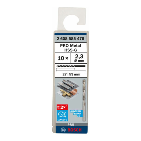 Forets à métaux rectifiés HSS-G, DIN 338 2,3 x 27 x 53 mm