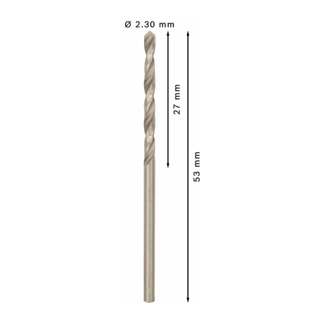 Forets à métaux rectifiés HSS-G, DIN 338 2,3 x 27 x 53 mm