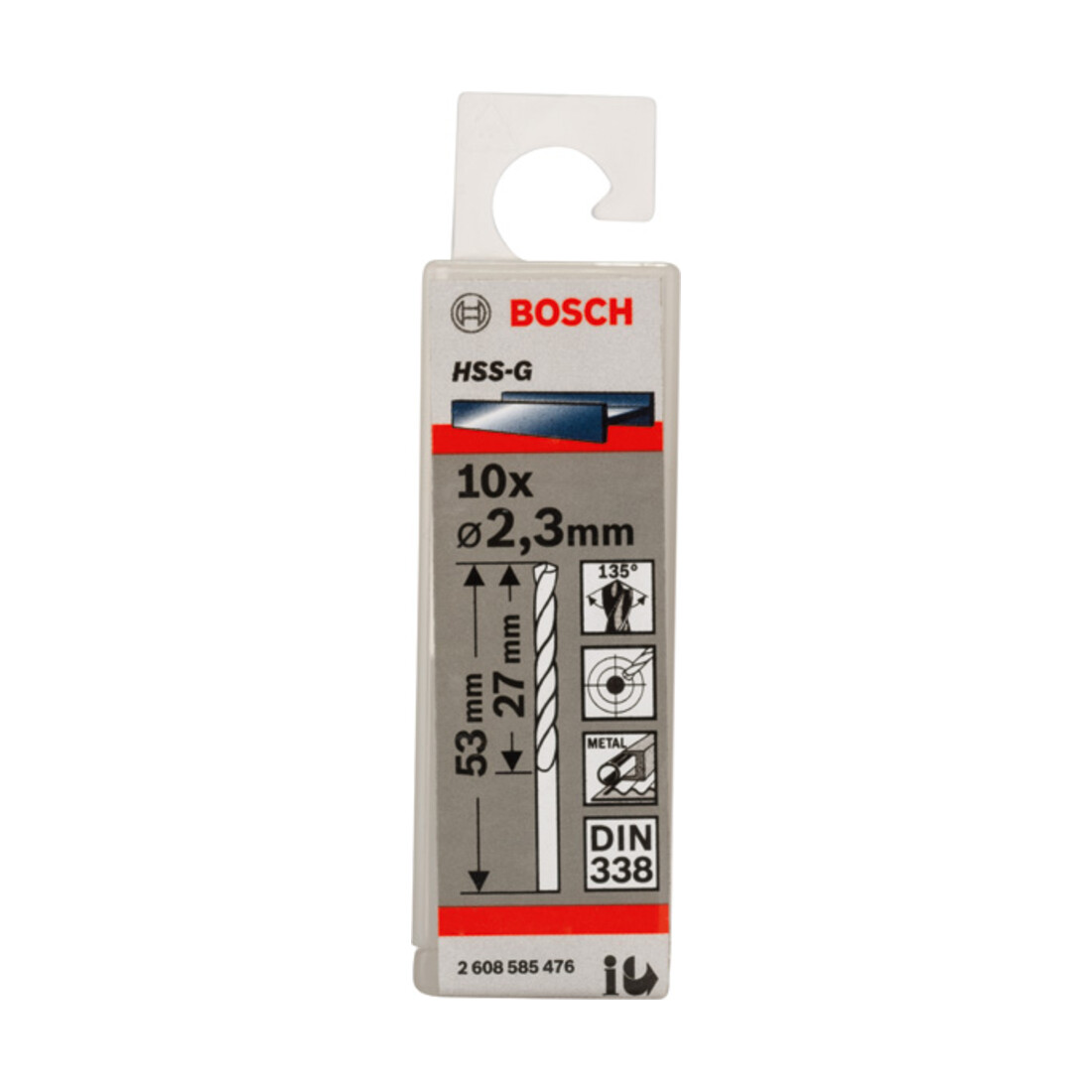 Forets à métaux rectifiés HSS-G, DIN 338 2,3 x 27 x 53 mm