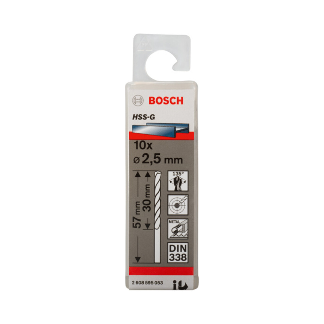 Forets à métaux rectifiés HSS-G, DIN 338 2,5 x 30 x 57 mm