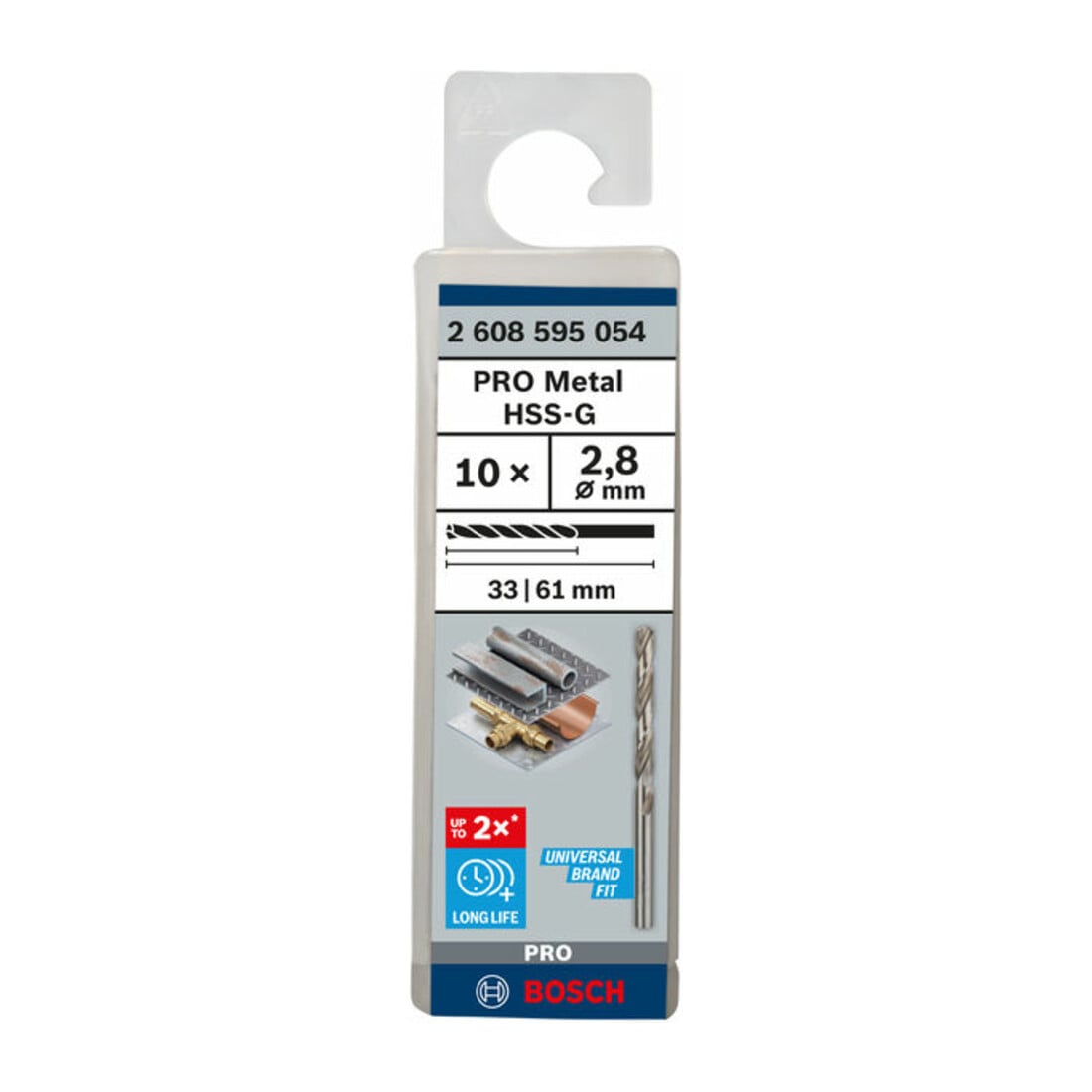 Forets à métaux rectifiés HSS-G, DIN 338 2,8 x 33 x 61 mm