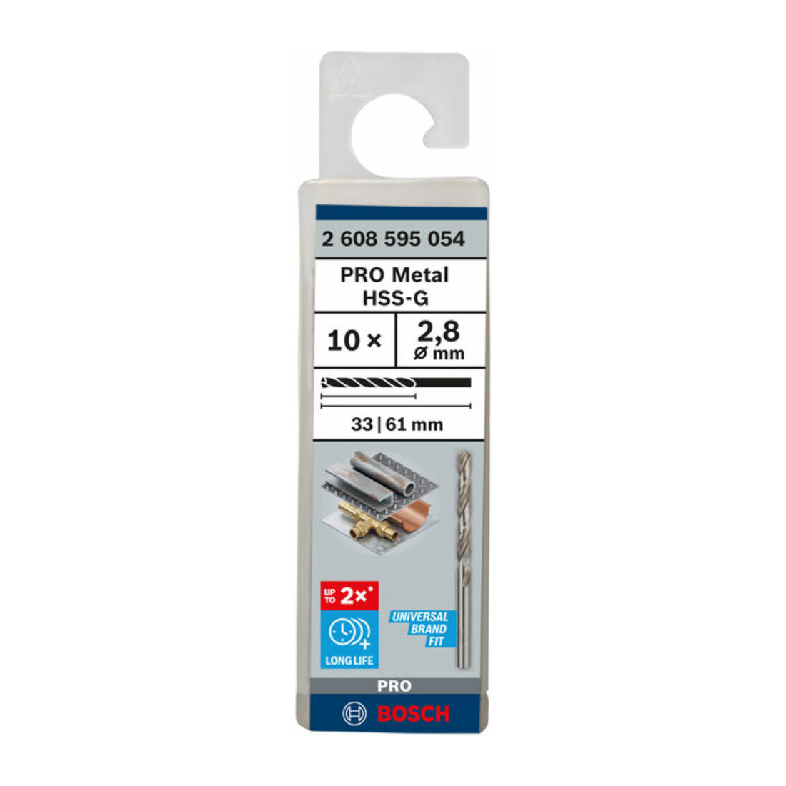 Forets à métaux rectifiés HSS-G, DIN 338 2,8 x 33 x 61 mm