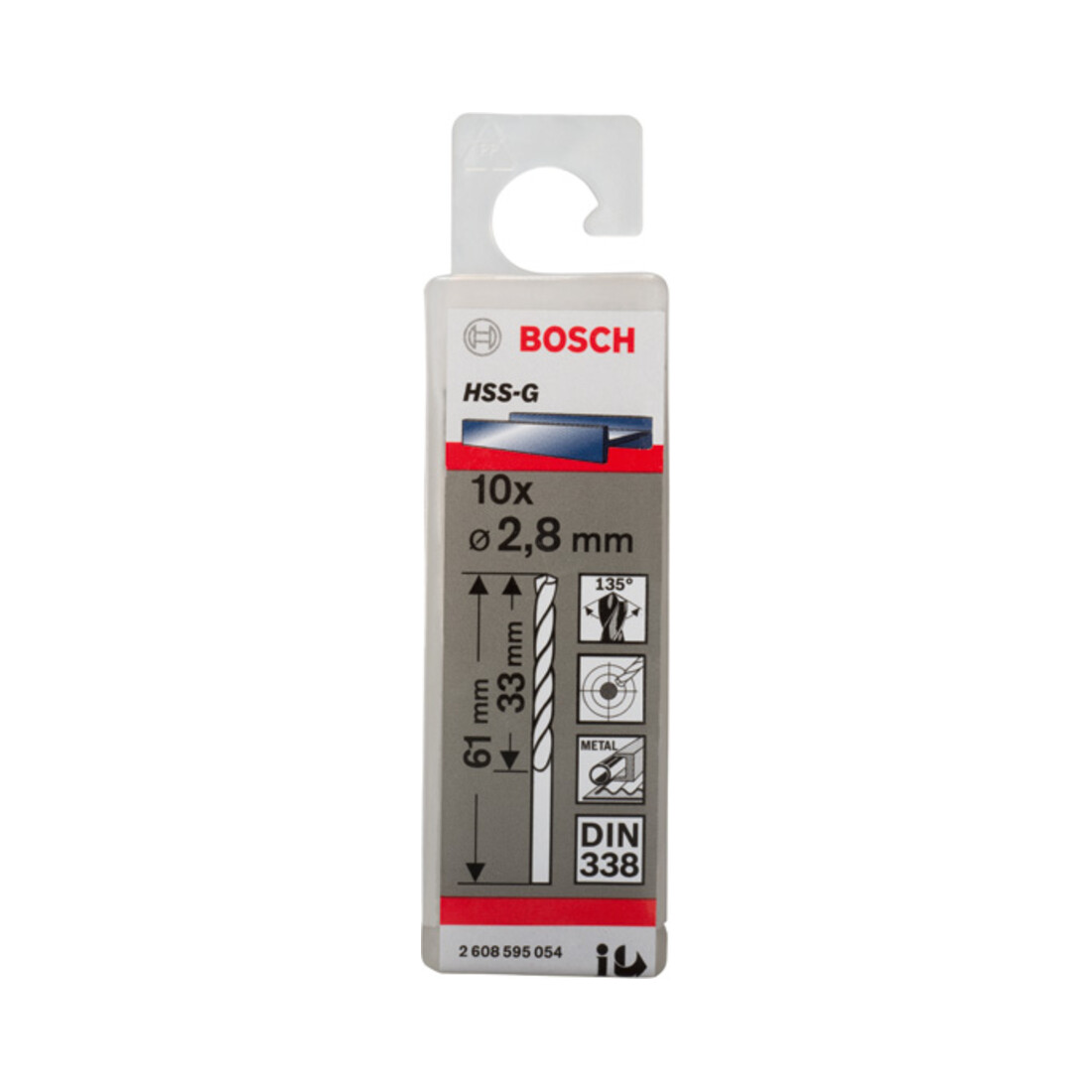 Forets à métaux rectifiés HSS-G, DIN 338 2,8 x 33 x 61 mm