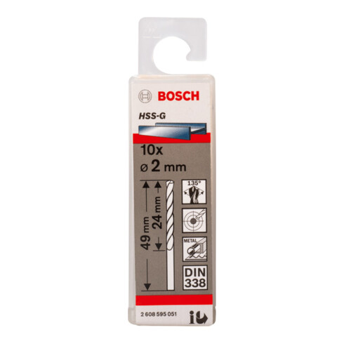 Forets à métaux rectifiés HSS-G, DIN 338 2 x 24 x 49 mm