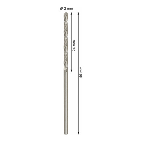 Forets à métaux rectifiés HSS-G, DIN 338 2 x 24 x 49 mm