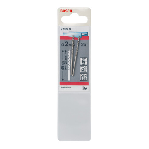 Forets à métaux rectifiés HSS-G, DIN 338 2 x 24 x 49 mm
