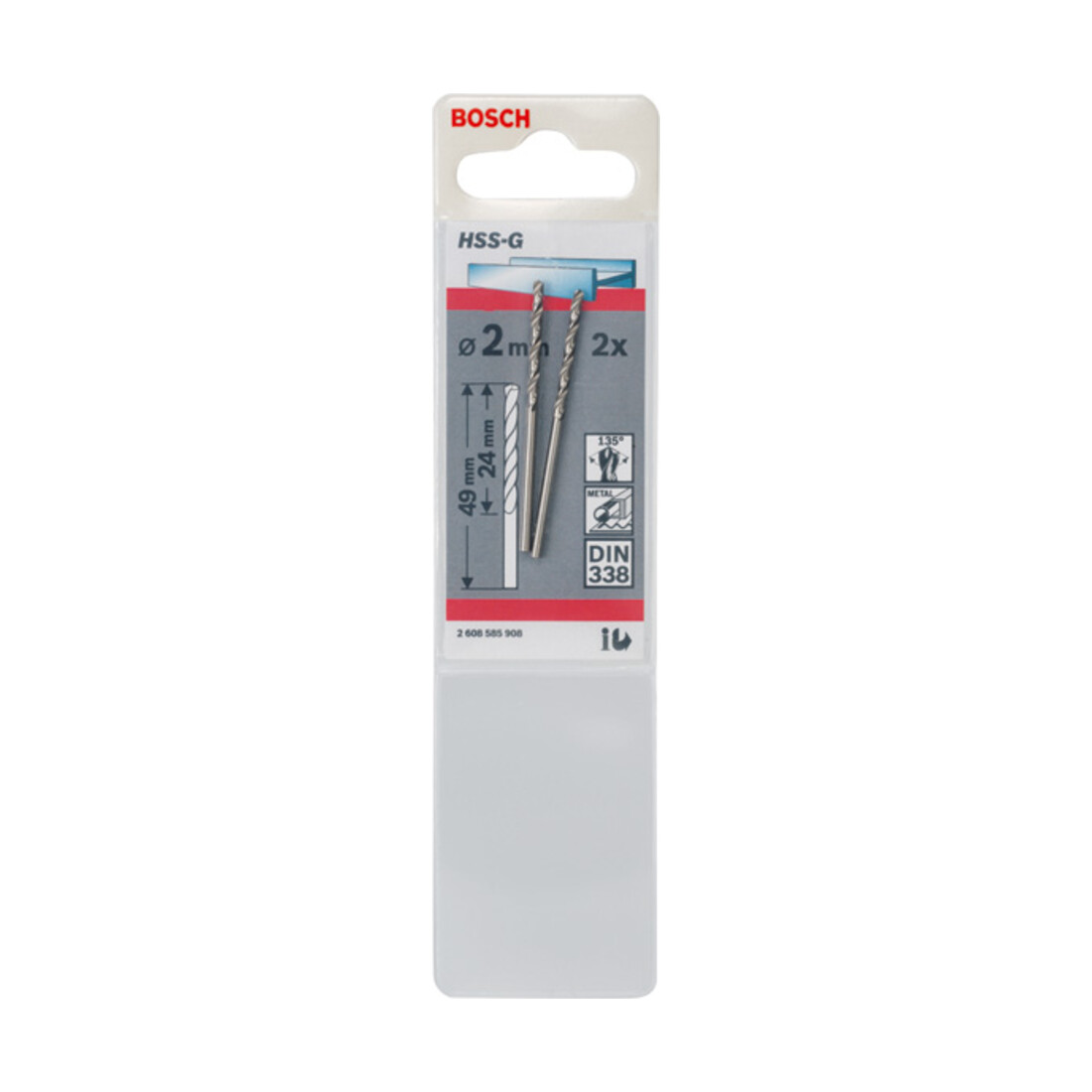 Forets à métaux rectifiés HSS-G, DIN 338 2 x 24 x 49 mm