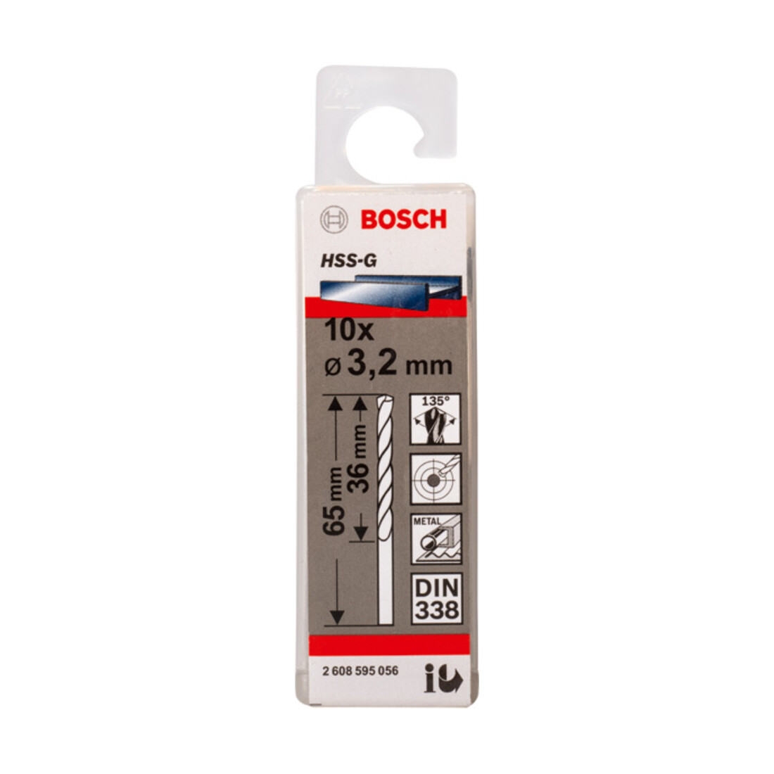 Forets à métaux rectifiés HSS-G, DIN 338 3,2 x 36 x 65 mm