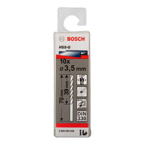 Forets à métaux rectifiés HSS-G, DIN 338 3,5 x 39 x 70 mm