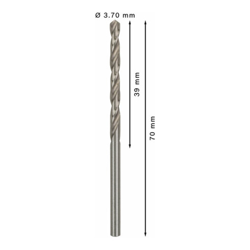 Forets à métaux rectifiés HSS-G, DIN 338 3,7 x 39 x 70 mm