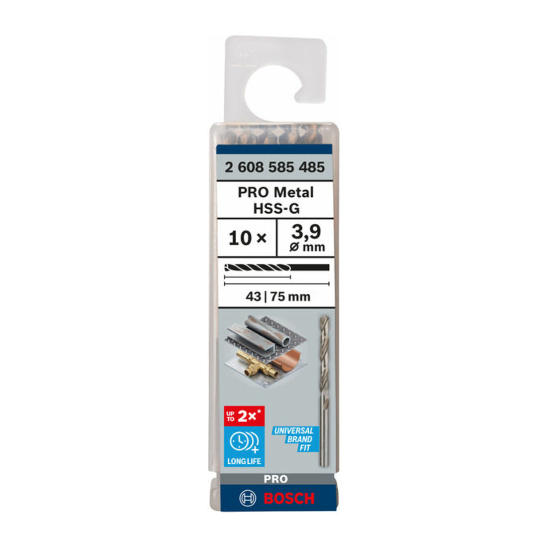 Forets à métaux rectifiés HSS-G, DIN 338 3,9 x 43 x 75 mm