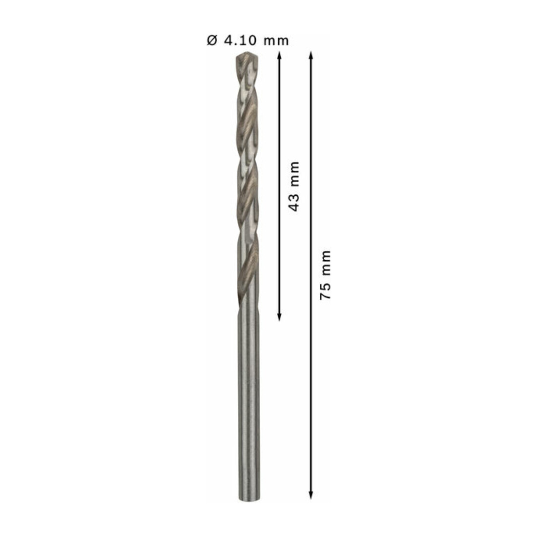Forets à métaux rectifiés HSS-G, DIN 338 4,1 x 43 x 75 mm