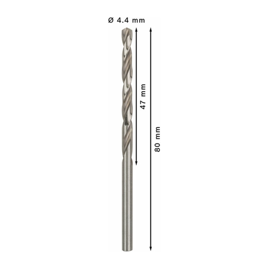 Forets à métaux rectifiés HSS-G, DIN 338 4,4 x 47 x 80 mm