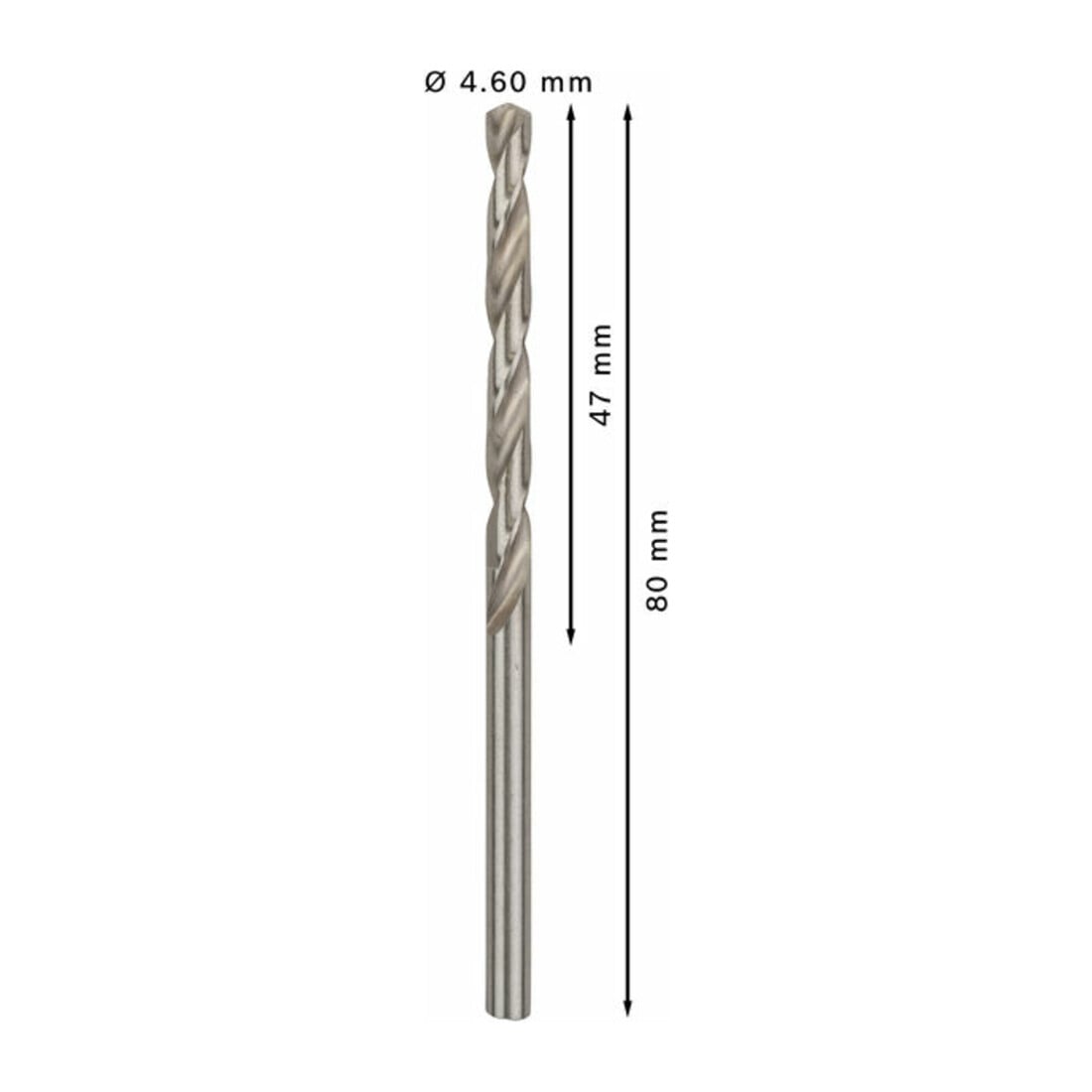 Forets à métaux rectifiés HSS-G, DIN 338 4,6 x 47 x 80 mm