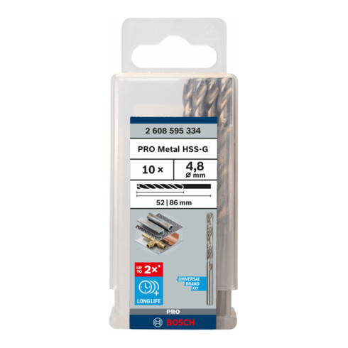 Forets à métaux rectifiés HSS-G, DIN 338 4,8 x 52 x 83 mm