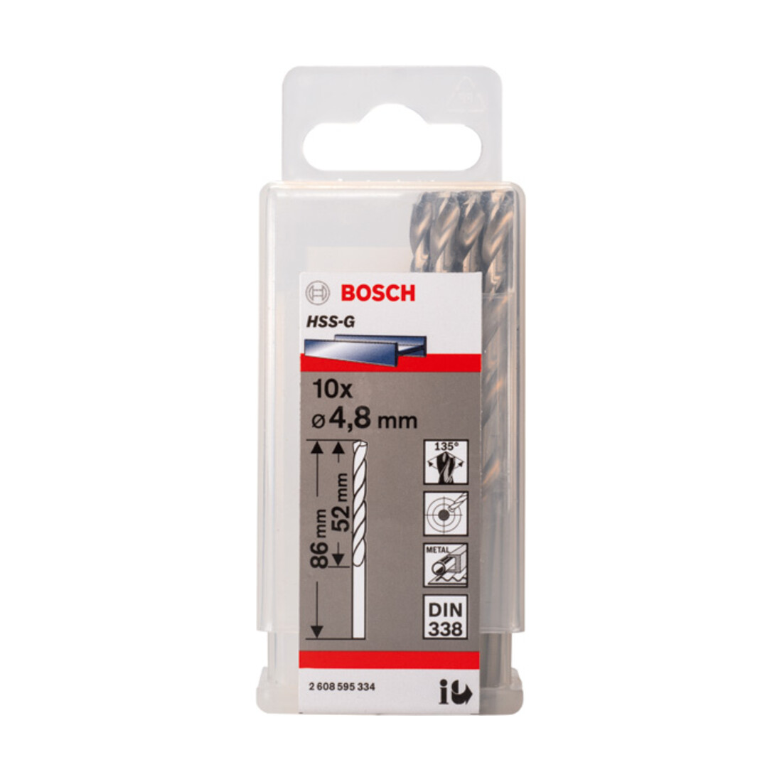 Forets à métaux rectifiés HSS-G, DIN 338 4,8 x 52 x 83 mm