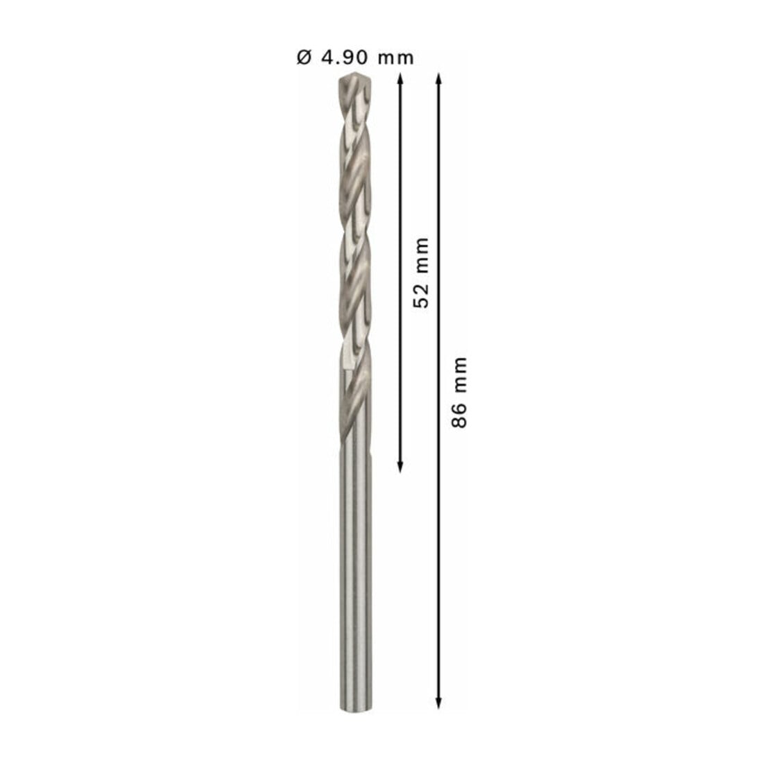 Forets à métaux rectifiés HSS-G, DIN 338 4,9 x 52 x 86 mm