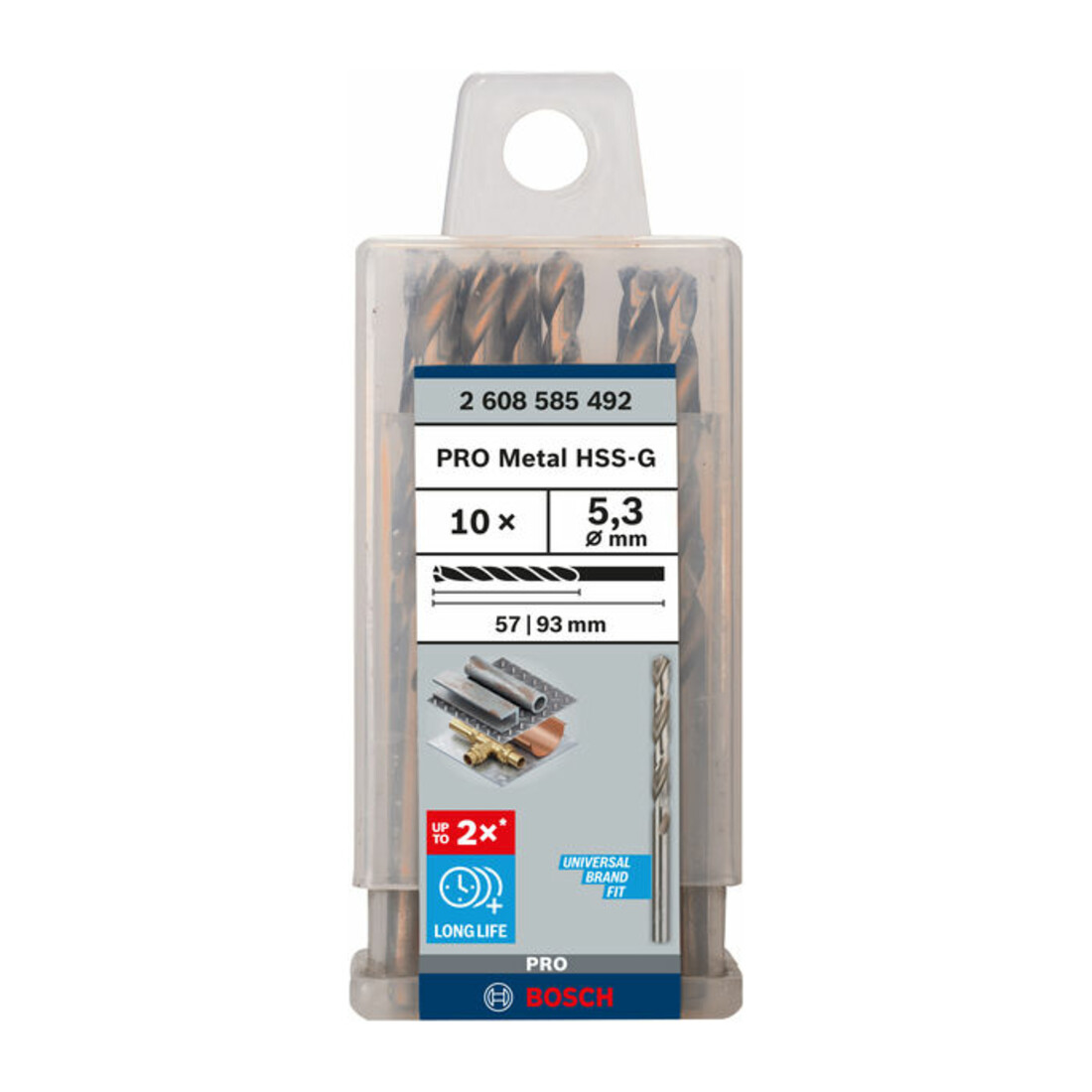 Forets à métaux rectifiés HSS-G, DIN 338 5,3 x 52 x 86 mm