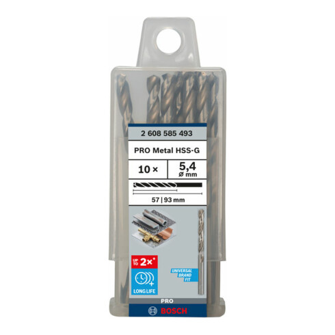 Forets à métaux rectifiés HSS-G, DIN 338 5,4 x 57 x 93 mm