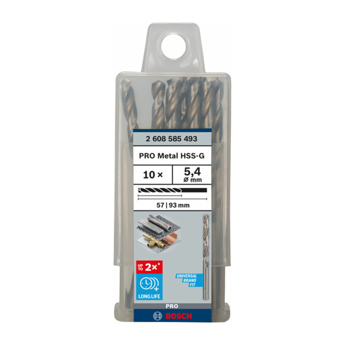 Forets à métaux rectifiés HSS-G, DIN 338 5,4 x 57 x 93 mm