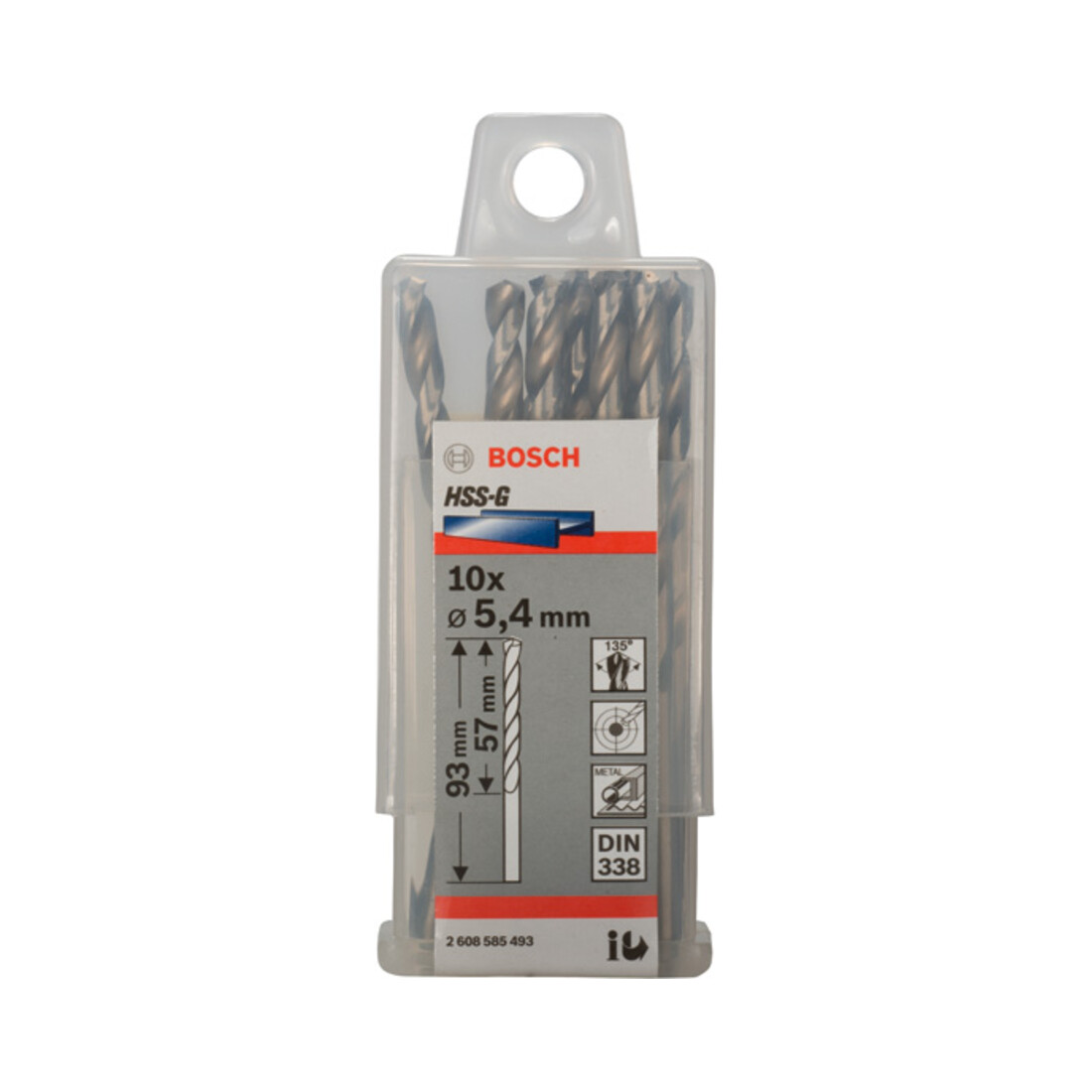 Forets à métaux rectifiés HSS-G, DIN 338 5,4 x 57 x 93 mm