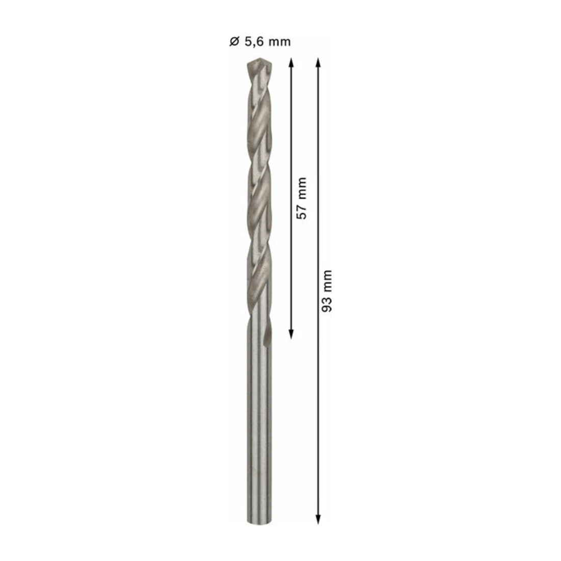 Forets à métaux rectifiés HSS-G, DIN 338 5,6 x 57 x 93 mm