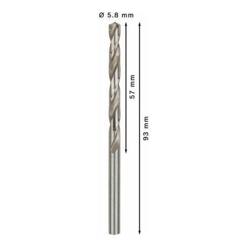 Forets à métaux rectifiés HSS-G, DIN 338 5,8 x 57 x 83 mm