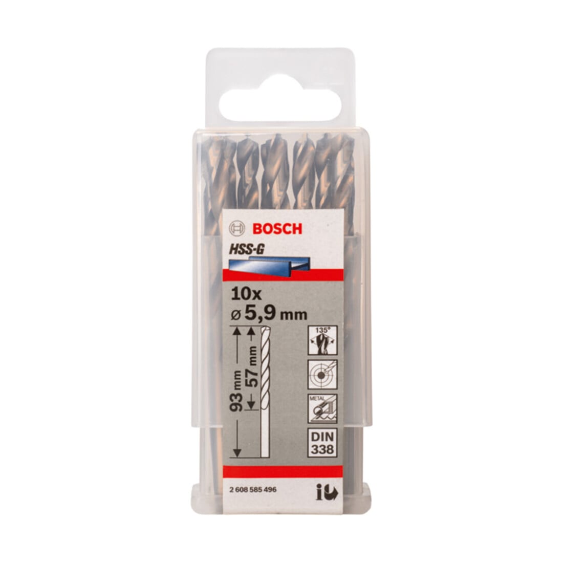 Forets à métaux rectifiés HSS-G, DIN 338 5,9 x 57 x 93 mm