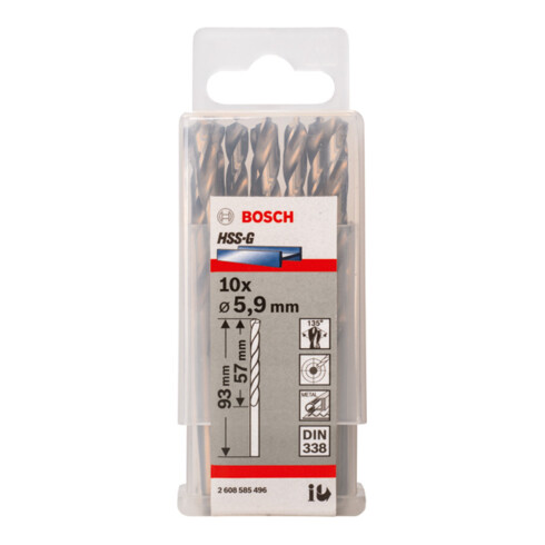 Forets à métaux rectifiés HSS-G, DIN 338 5,9 x 57 x 93 mm