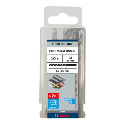 Forets à métaux rectifiés HSS-G, DIN 338 5 x 52 x 86 mm
