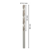 Forets à métaux rectifiés HSS-G, DIN 338 5 x 52 x 86 mm-5