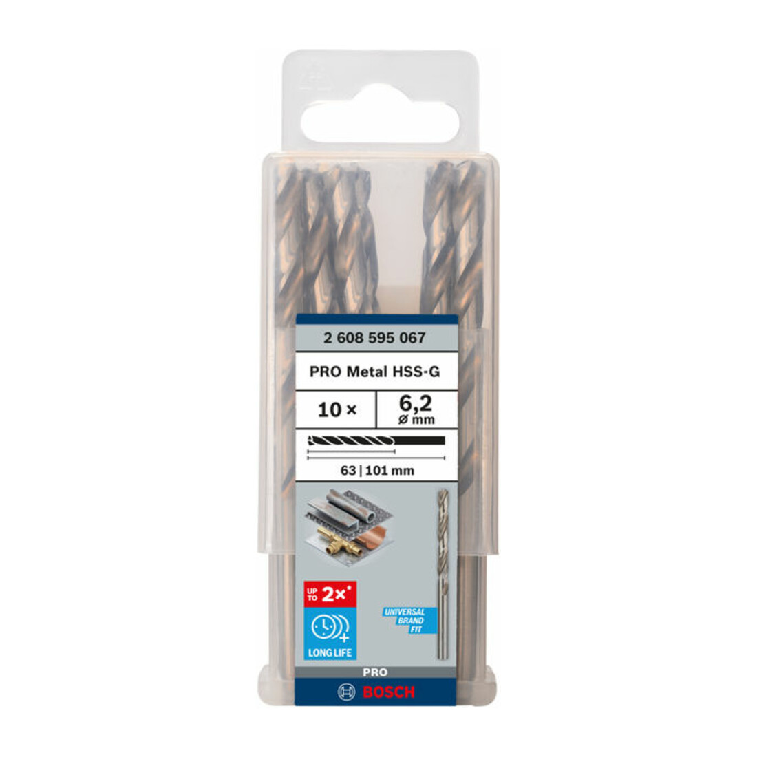 Forets à métaux rectifiés HSS-G, DIN 338 6,2 x 63 x 101 mm