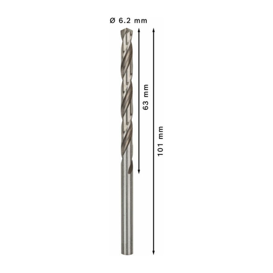 Forets à métaux rectifiés HSS-G, DIN 338 6,2 x 63 x 101 mm