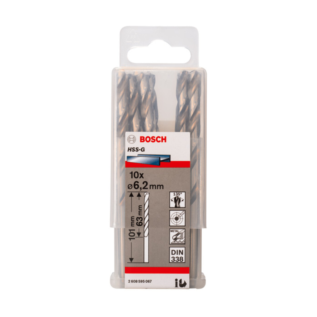 Forets à métaux rectifiés HSS-G, DIN 338 6,2 x 63 x 101 mm