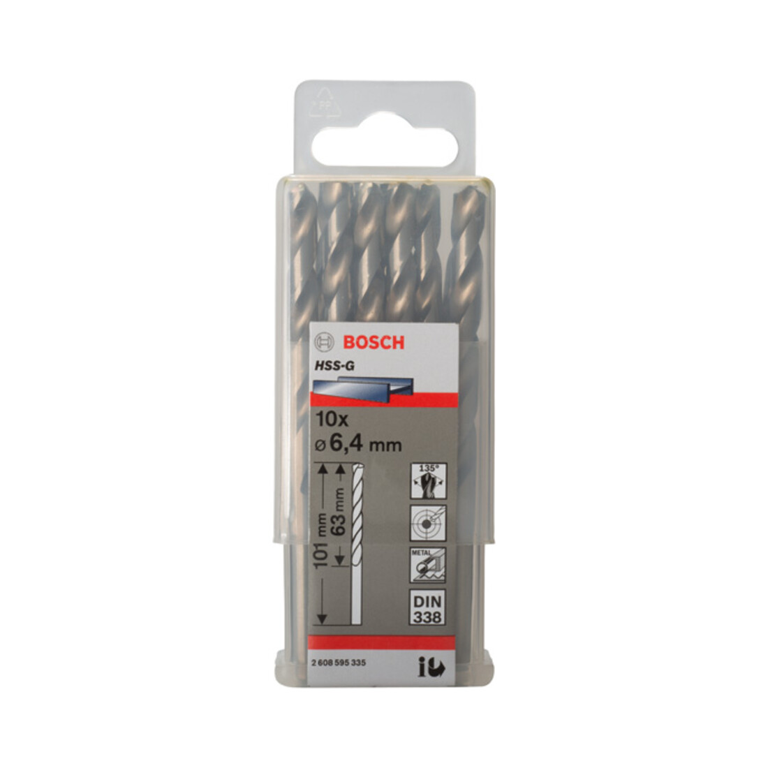 Forets à métaux rectifiés HSS-G, DIN 338 6,4 x 63 x 101 mm