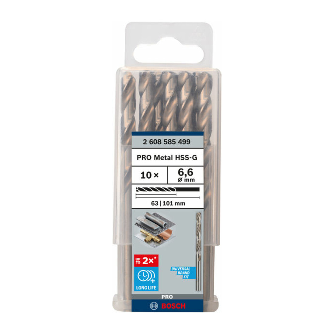 Forets à métaux rectifiés HSS-G, DIN 338 6,6 x 63 x 101 mm
