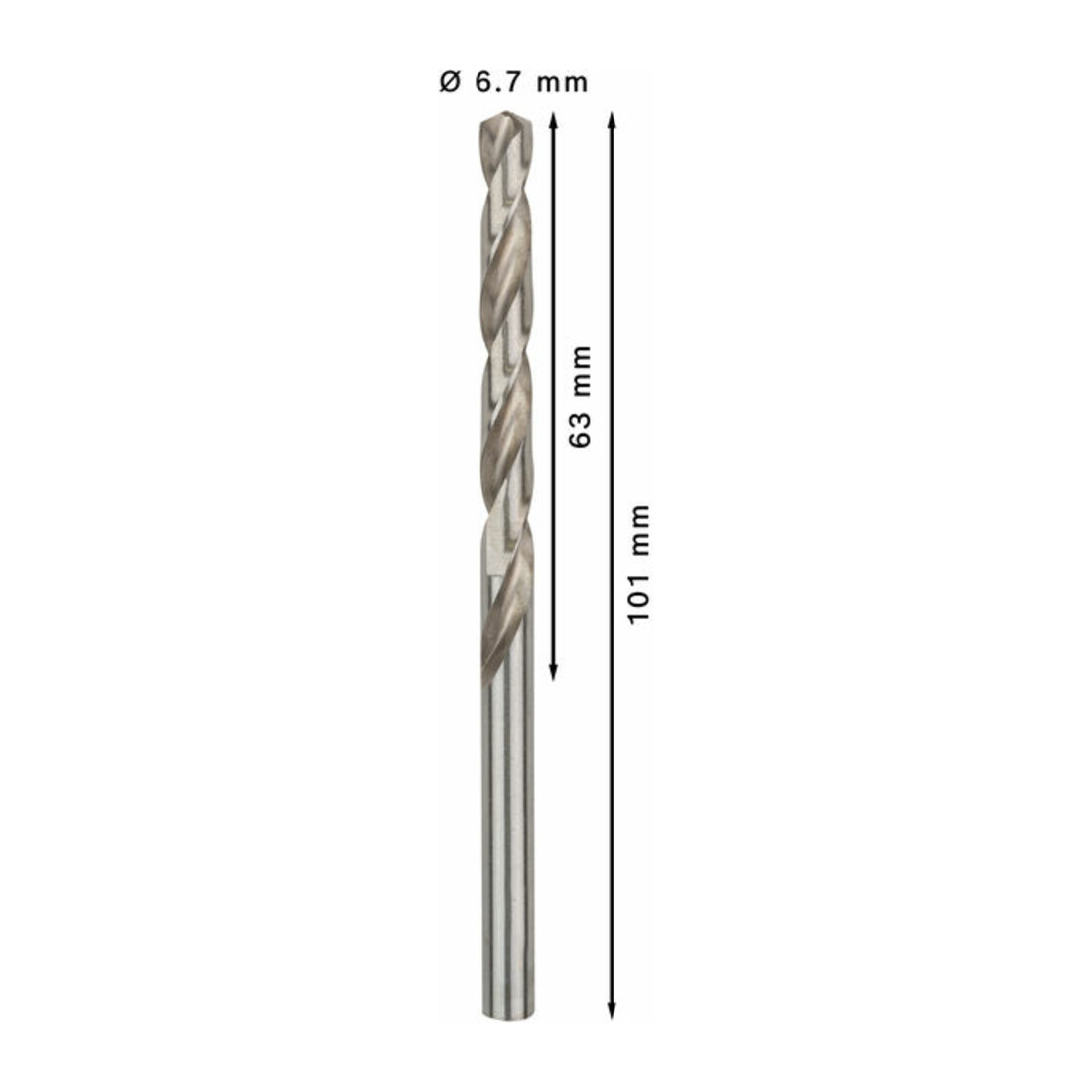 Forets à métaux rectifiés HSS-G, DIN 338 6,7 x 63 x 101 mm