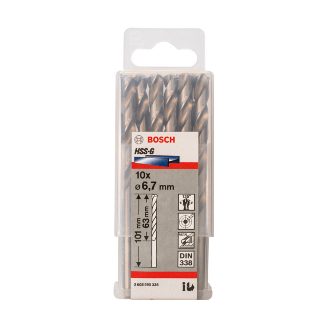Forets à métaux rectifiés HSS-G, DIN 338 6,7 x 63 x 101 mm