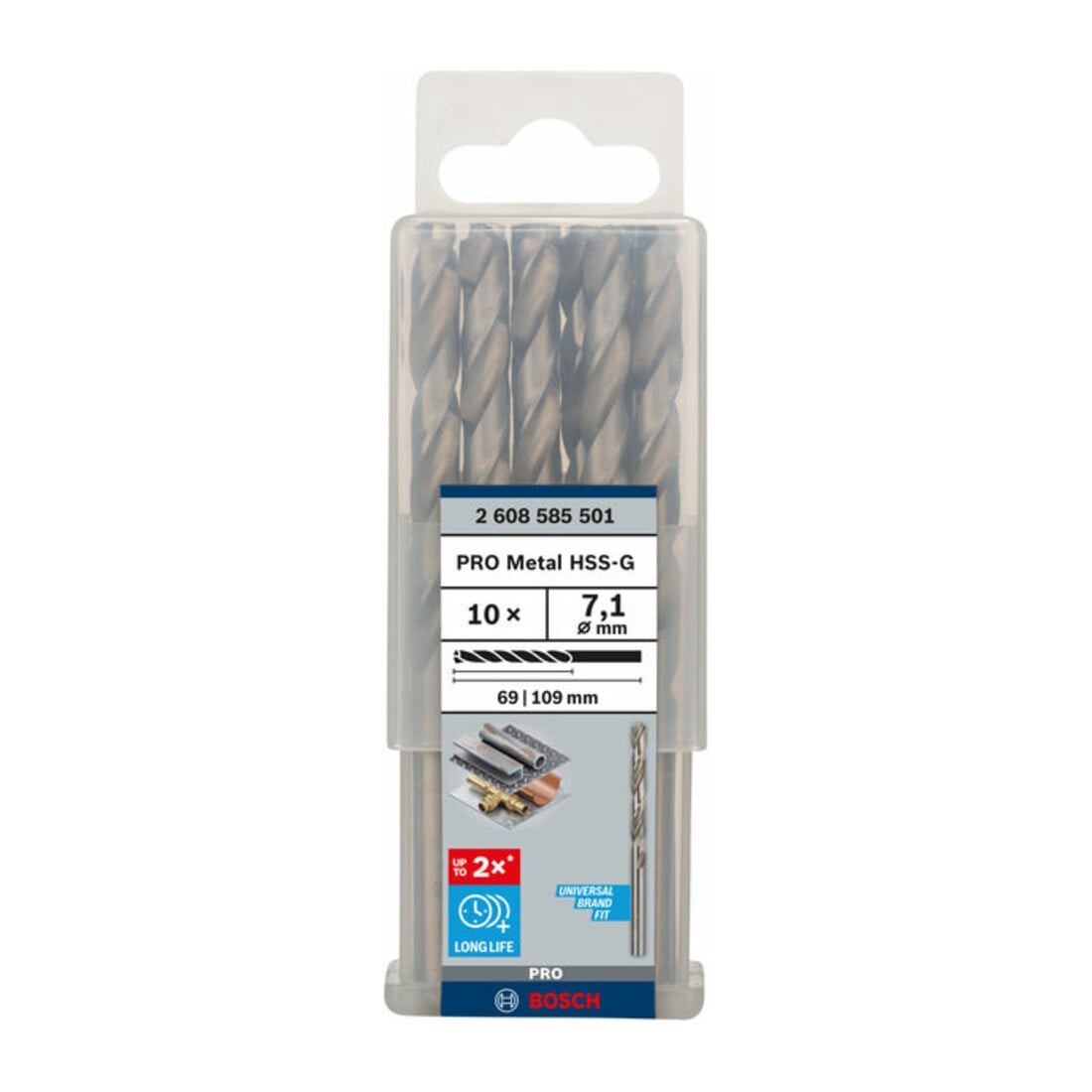 Forets à métaux rectifiés HSS-G, DIN 338 7,1 x 69 x 109 mm